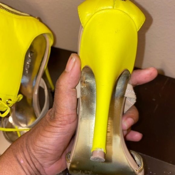 BEBE Leather Zipper Lace-Up Anklet Heels - Picture 5 of 5